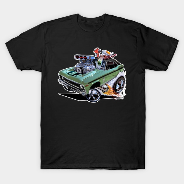 SUPER Nova green muscle car1970 Nova SS T-Shirt by vincecrain